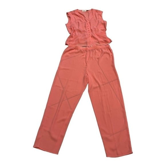 Victoria's Secret Gold Label Pink Sheer Top and Pants Set M - Picture 1 of 8